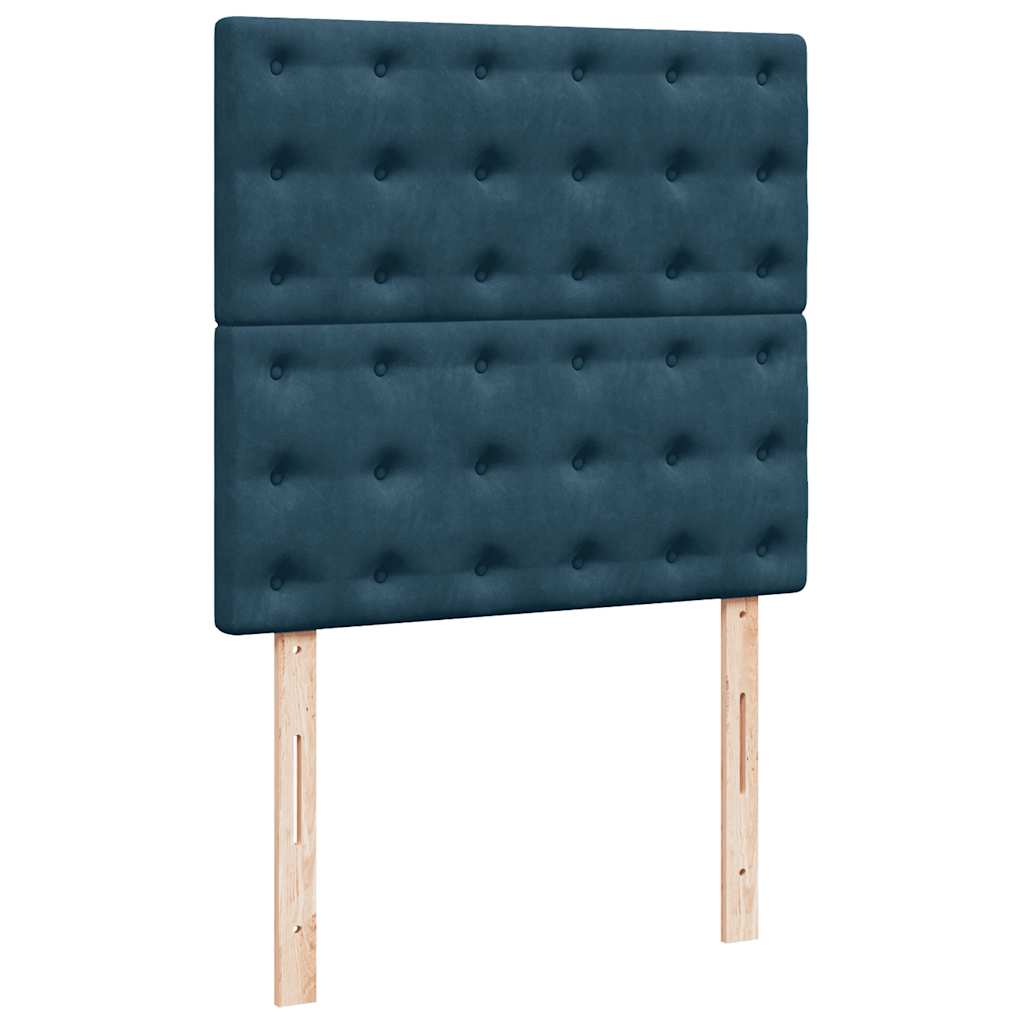 Sommier à lattes de lit avec matelas bleu 90x190 cm velours - XIOS
