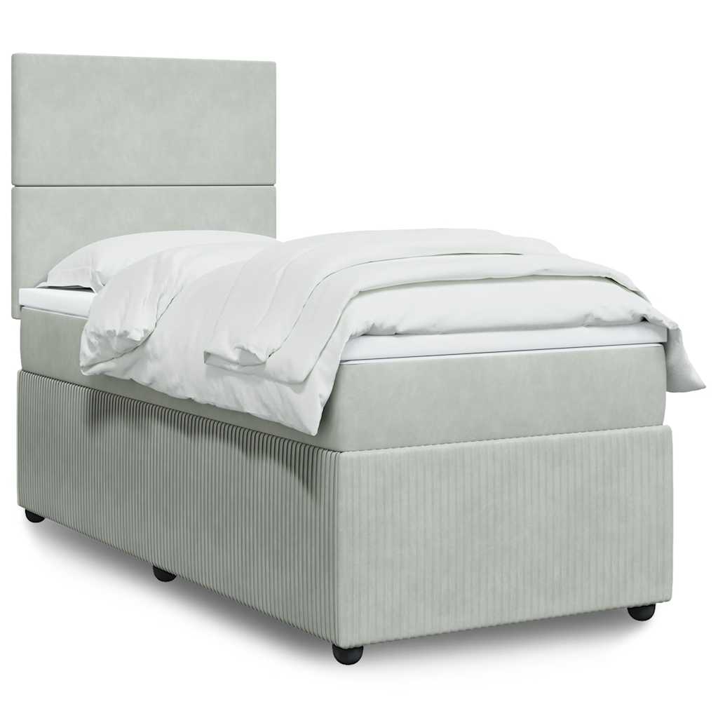 Sommier à lattes de lit et matelas Gris clair 90x200 cm Velours - XIOS