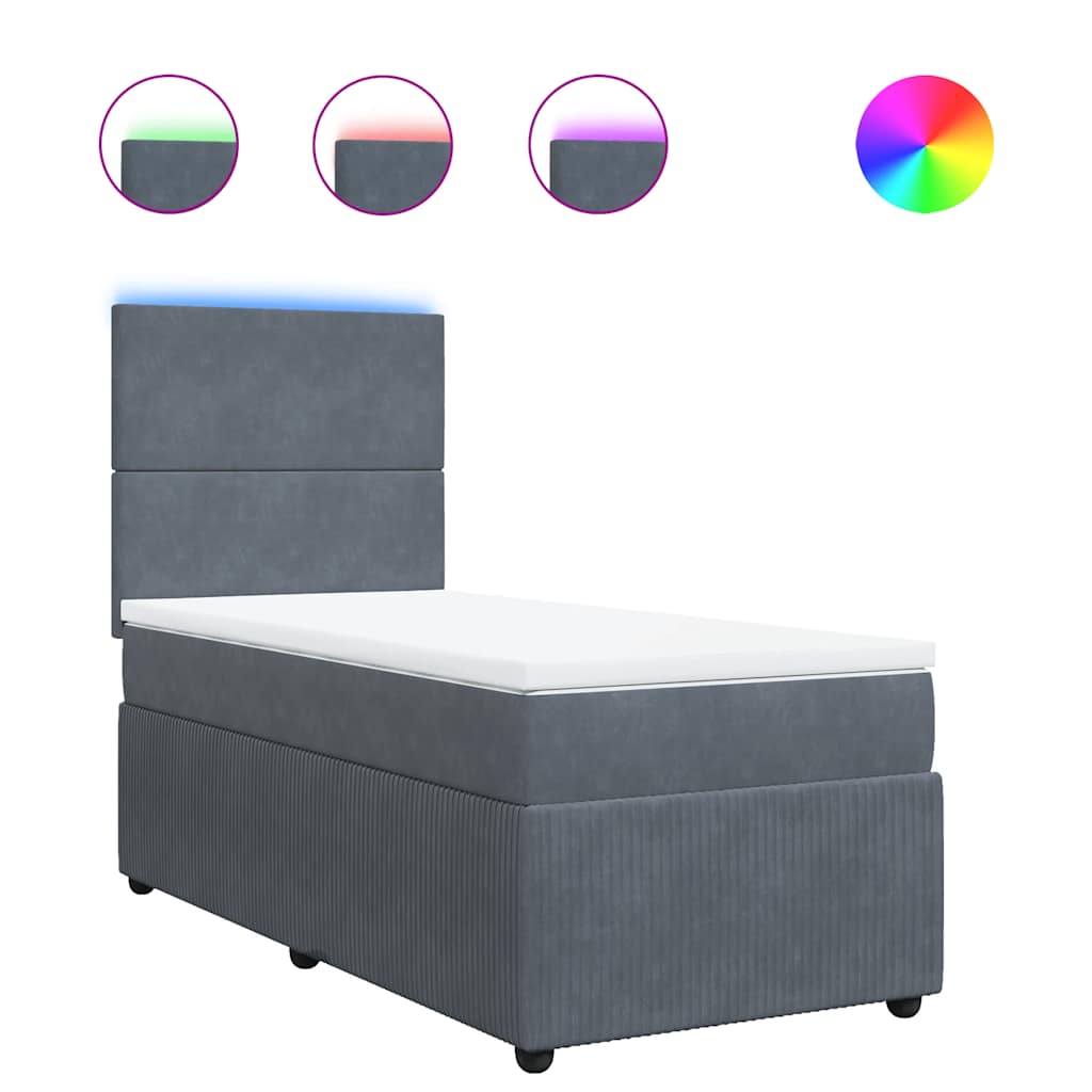 Sommier à lattes de lit et matelas Gris foncé 90x200 cm Velours - XIOS