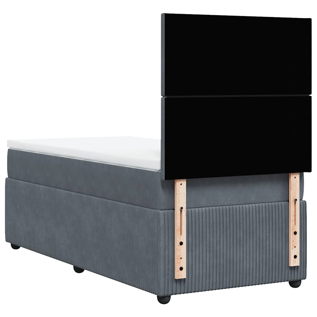 Sommier à lattes de lit et matelas Gris foncé 90x200 cm Velours - XIOS