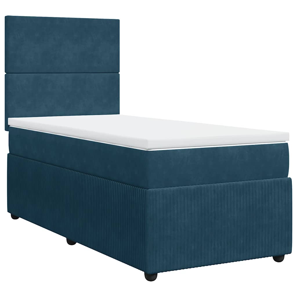 Sommier à lattes de lit avec matelas bleu 90x200 cm velours - XIOS