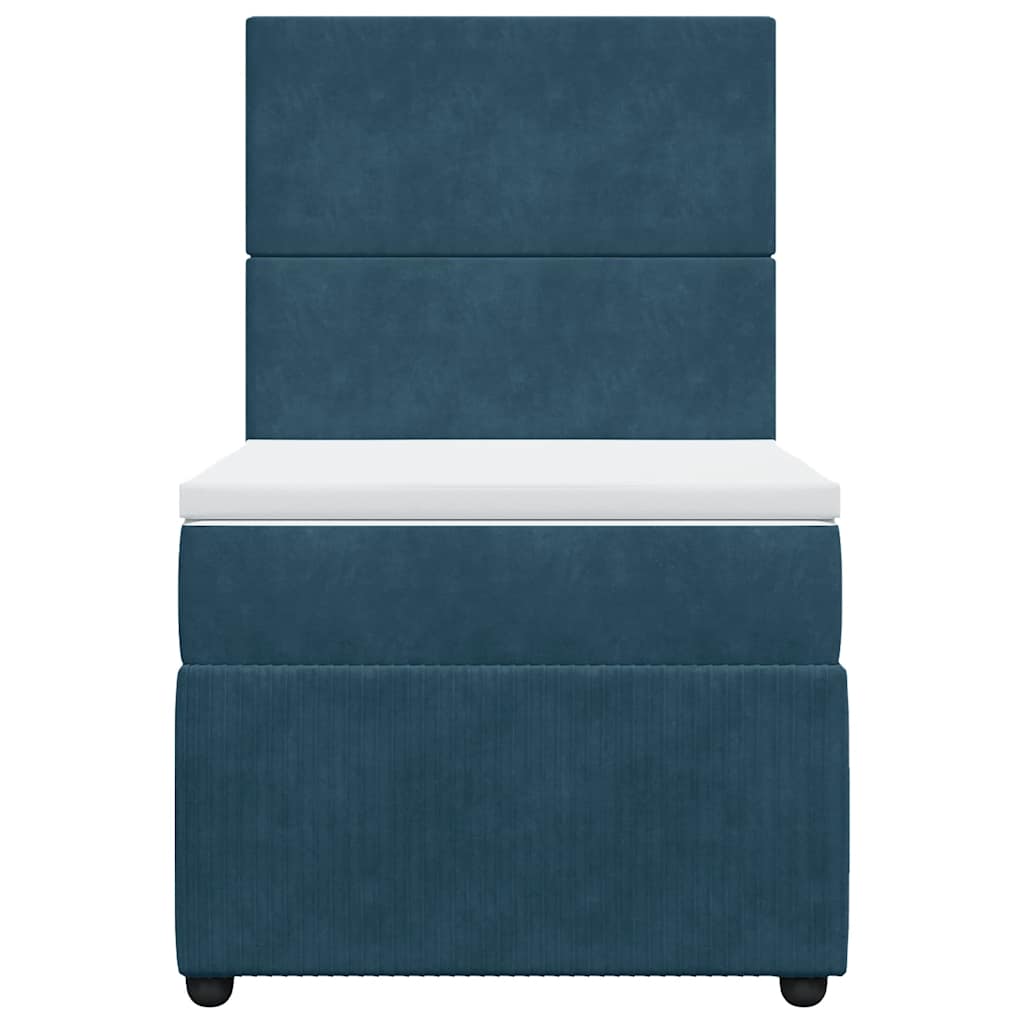 Sommier à lattes de lit avec matelas bleu 90x200 cm velours - XIOS