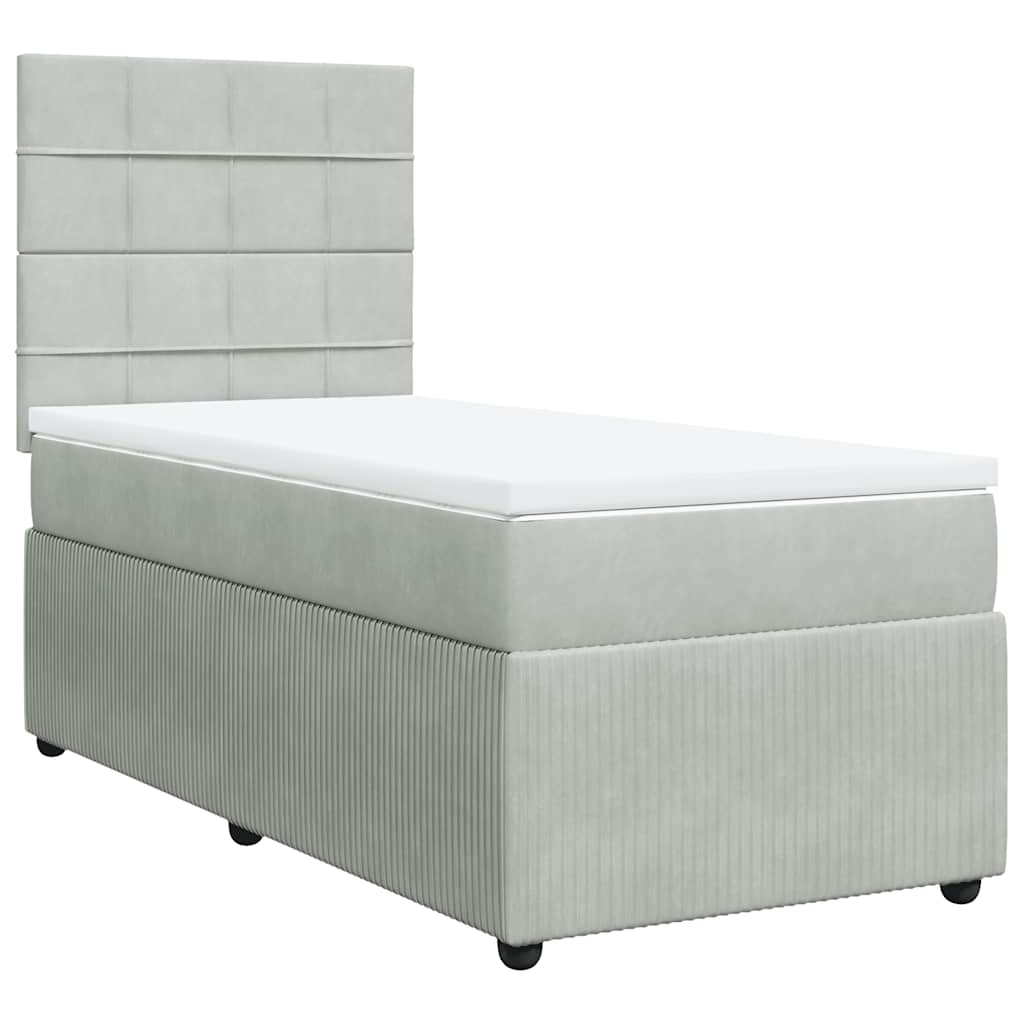 Sommier à lattes de lit et matelas Gris clair 90x200 cm Velours - XIOS