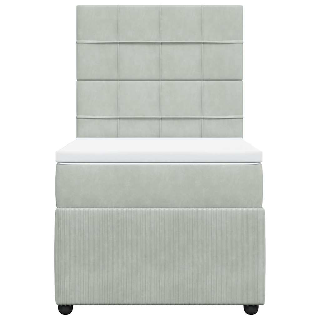 Sommier à lattes de lit et matelas Gris clair 90x200 cm Velours