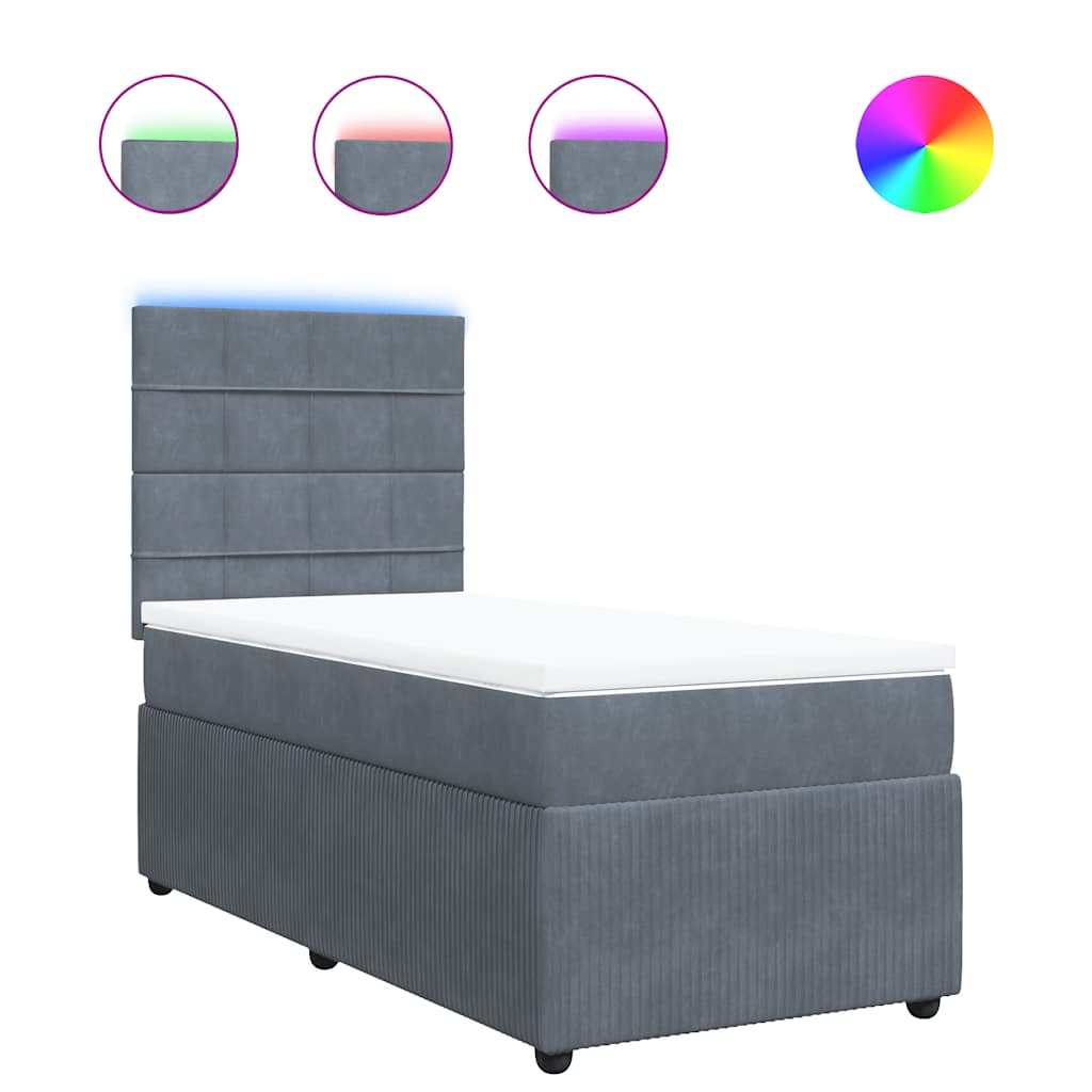 Sommier à lattes de lit et matelas Gris foncé 90x200 cm Velours - XIOS