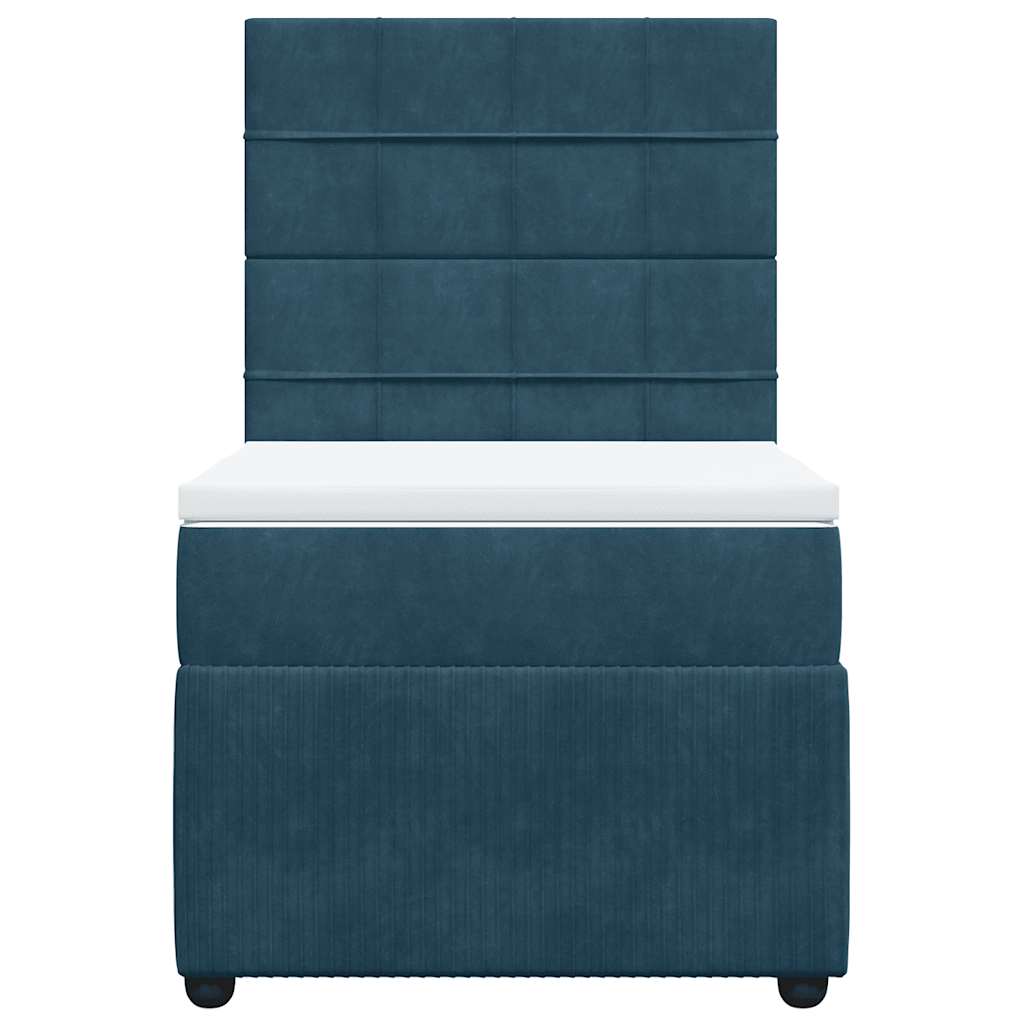 Sommier à lattes de lit avec matelas bleu 90x200 cm velours - XIOS