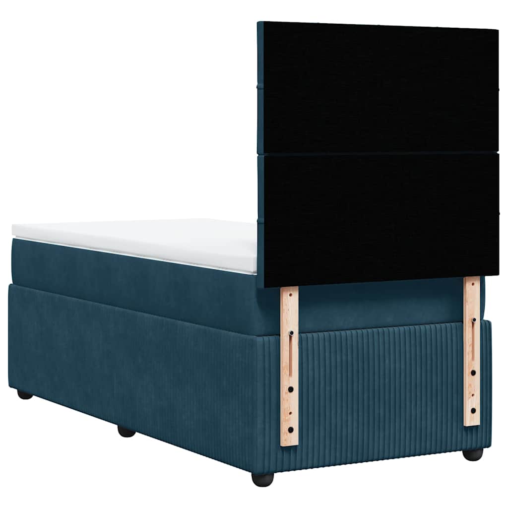 Sommier à lattes de lit avec matelas bleu 90x200 cm velours - XIOS