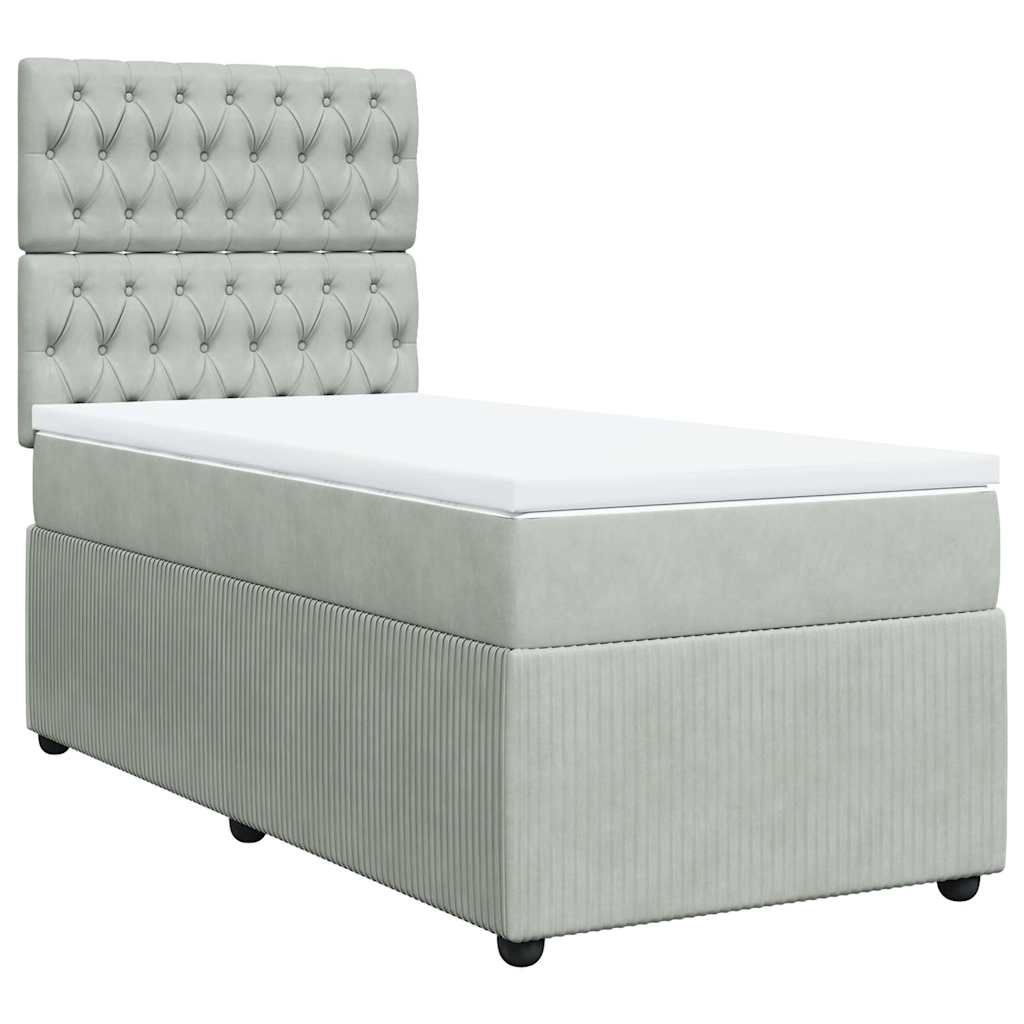 Sommier à lattes de lit et matelas Gris clair 90x200 cm Velours - XIOS
