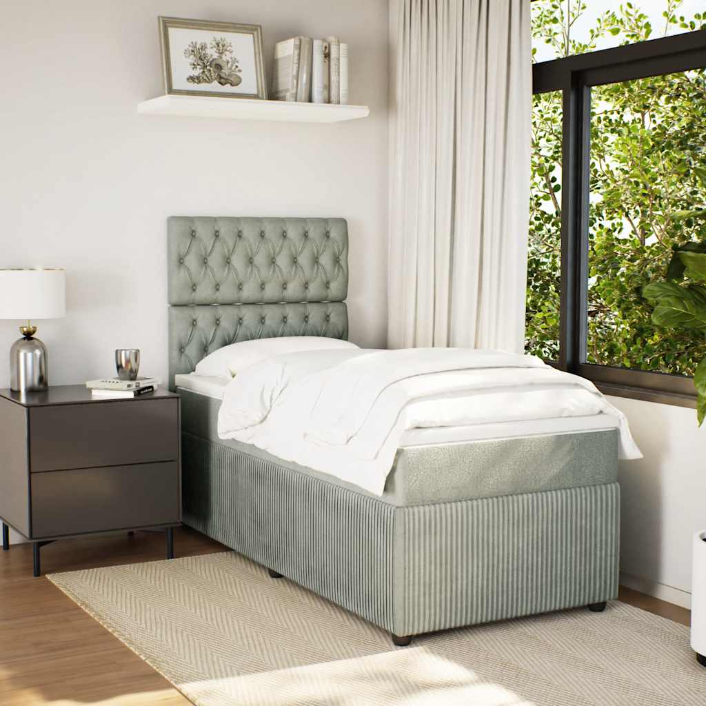 Sommier à lattes de lit et matelas Gris clair 90x200 cm Velours - XIOS