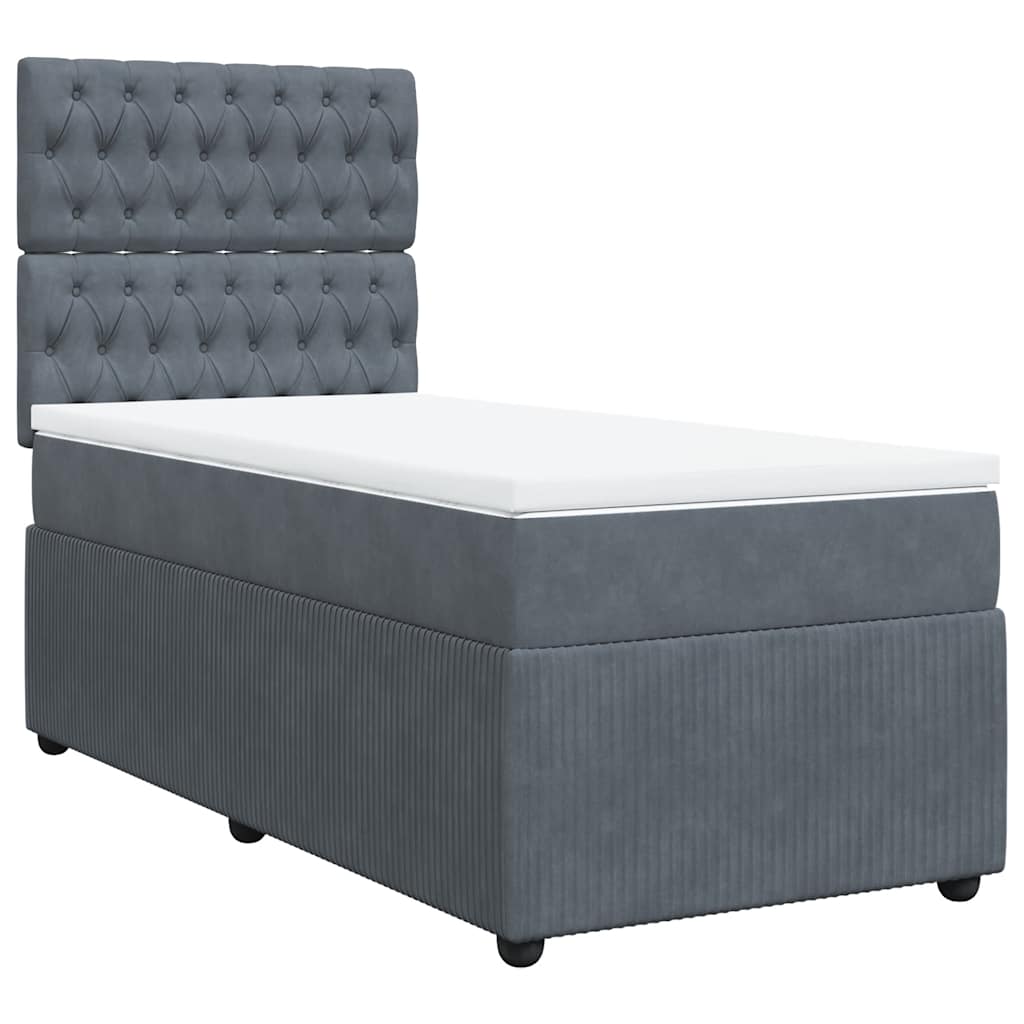 Sommier à lattes de lit et matelas Gris foncé 90x200 cm Velours - XIOS