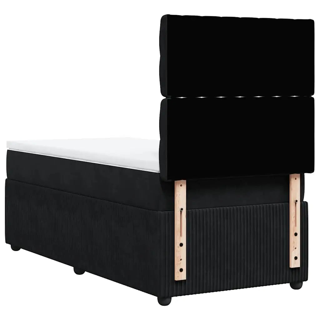 Sommier à lattes de lit avec matelas Noir 90x200 cm Velours - XIOS