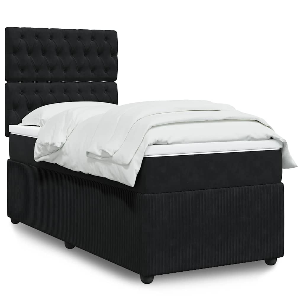 Sommier à lattes de lit avec matelas Noir 90x200 cm Velours - XIOS