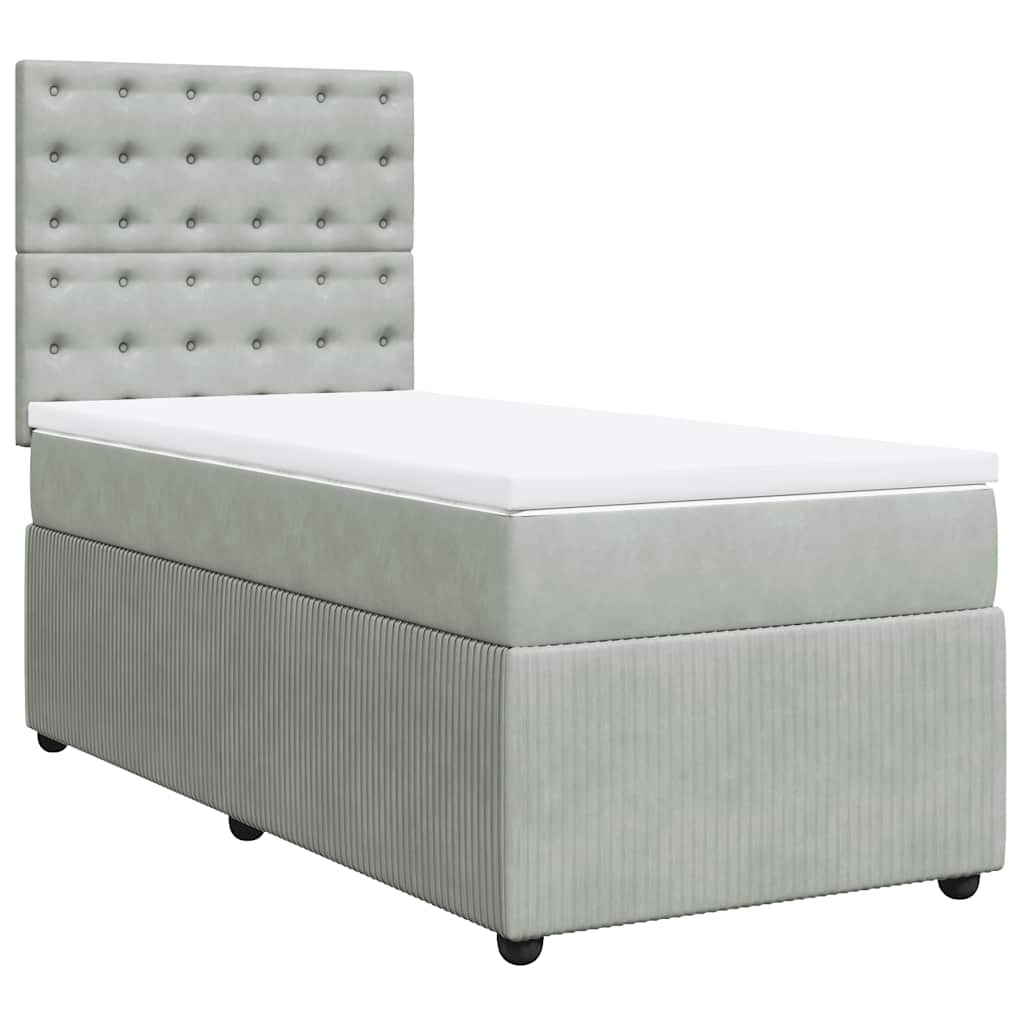 Sommier à lattes de lit et matelas Gris clair 90x200 cm Velours - XIOS