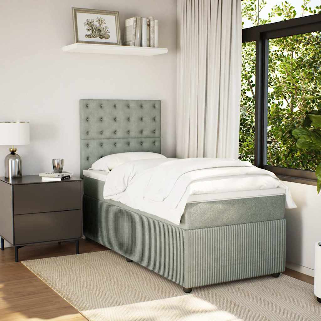 Sommier à lattes de lit et matelas Gris clair 90x200 cm Velours - XIOS