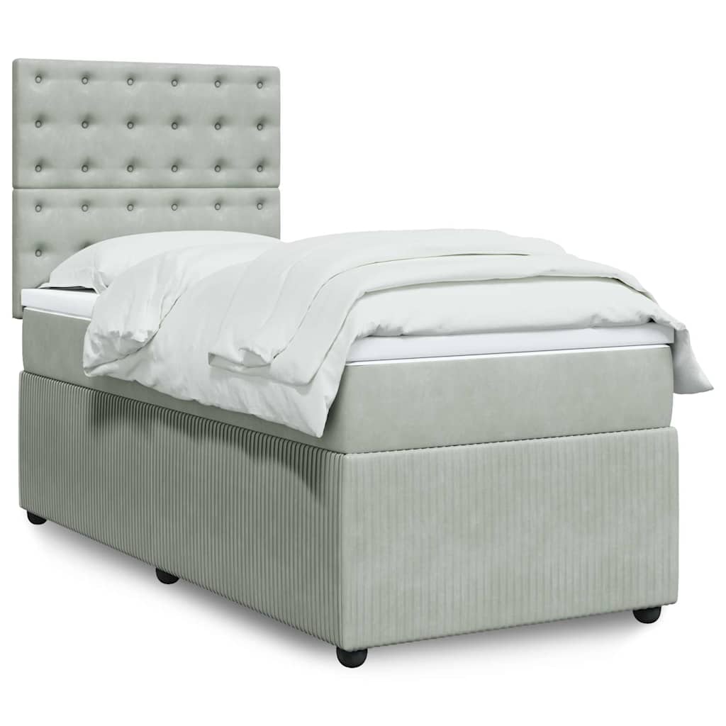 Sommier à lattes de lit et matelas Gris clair 90x200 cm Velours - XIOS