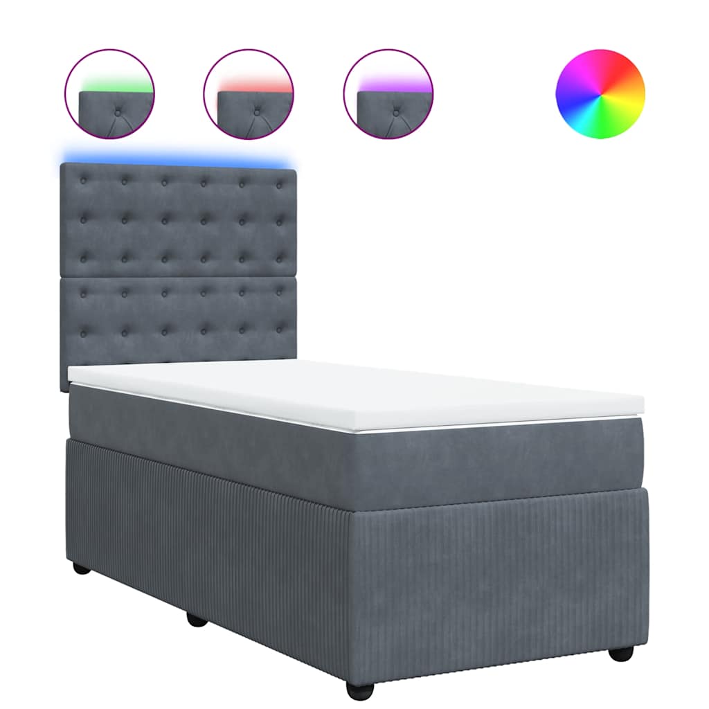 Sommier à lattes de lit et matelas Gris foncé 90x200 cm Velours - XIOS
