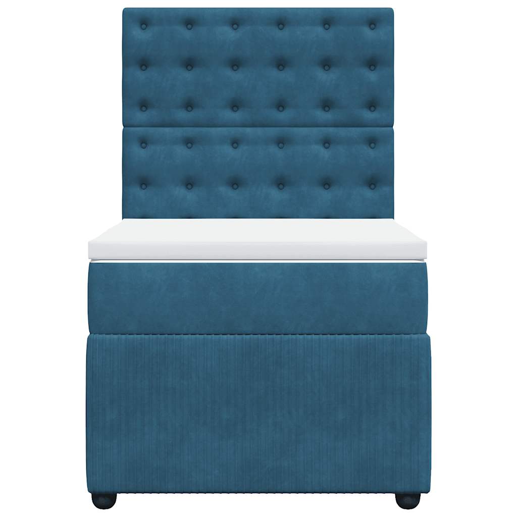Sommier à lattes de lit avec matelas bleu 90x200 cm velours - XIOS