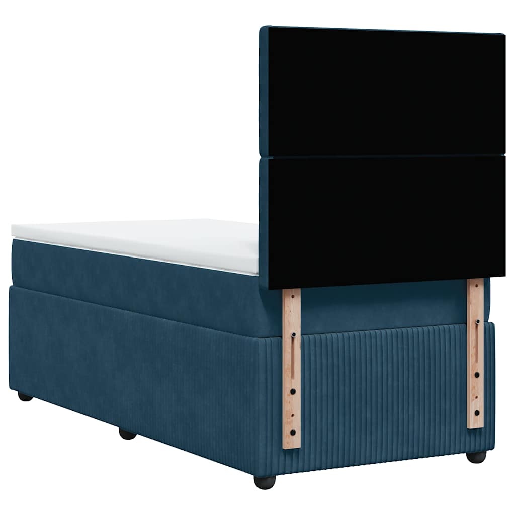 Sommier à lattes de lit avec matelas bleu 90x200 cm velours - XIOS
