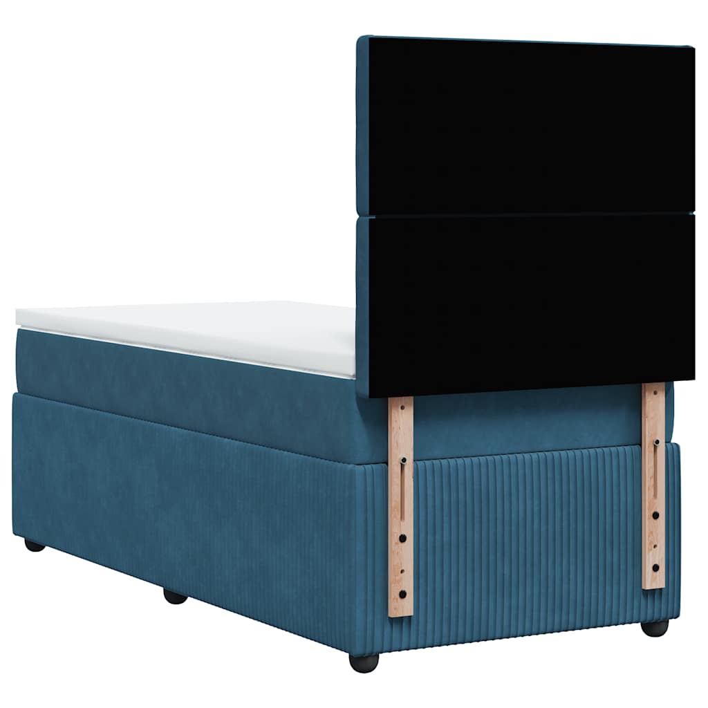 Sommier à lattes de lit avec matelas bleu 90x200 cm velours - XIOS