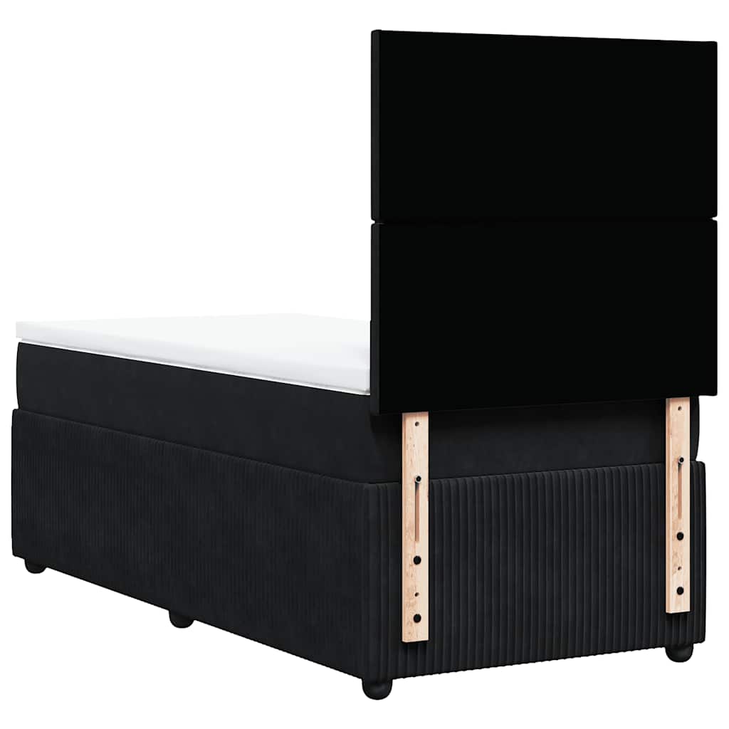 Sommier à lattes de lit avec matelas Noir 100x200 cm Velours - XIOS