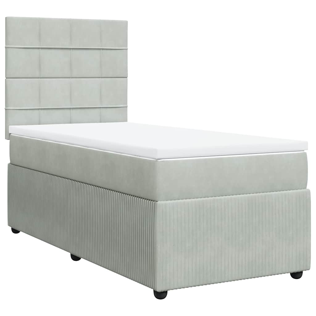 Sommier à lattes de lit et matelas Gris clair 100x200cm Velours - XIOS