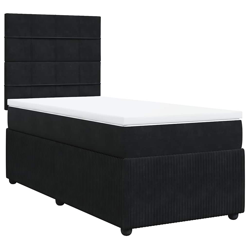 Sommier à lattes de lit avec matelas Noir 100x200 cm Velours - XIOS