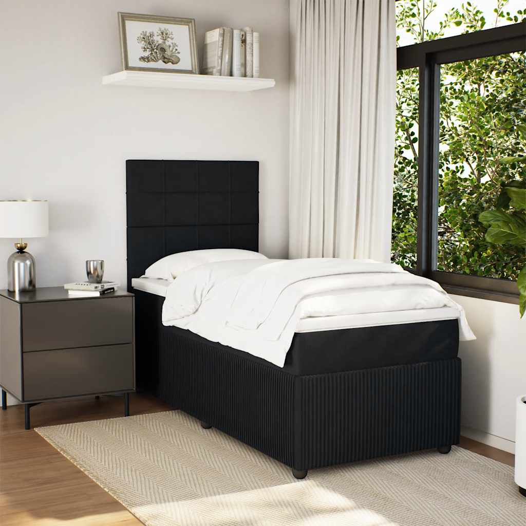 Sommier à lattes de lit avec matelas Noir 100x200 cm Velours - XIOS