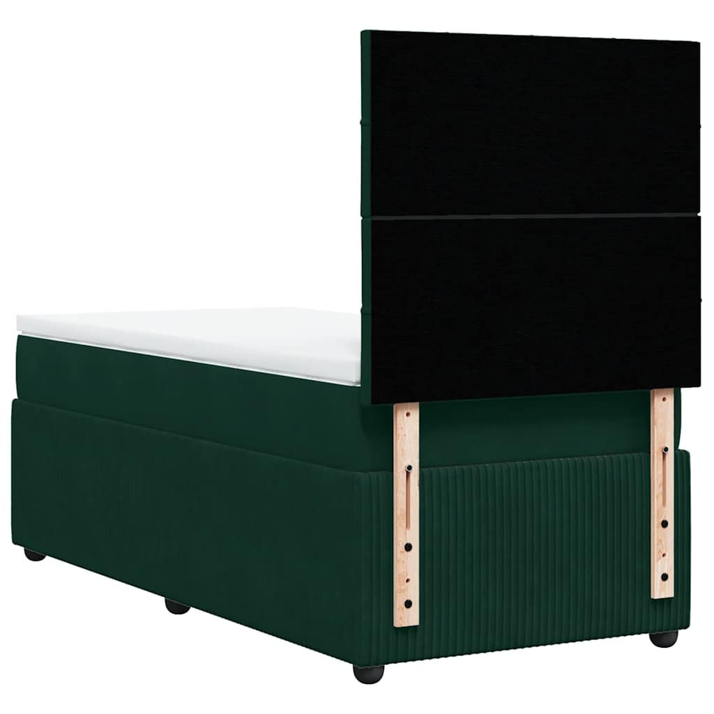 Sommier à lattes de lit avec matelas Vert foncé 100x200 cm