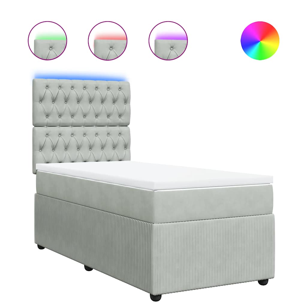 Sommier à lattes de lit et matelas Gris clair 100x200cm Velours - XIOS