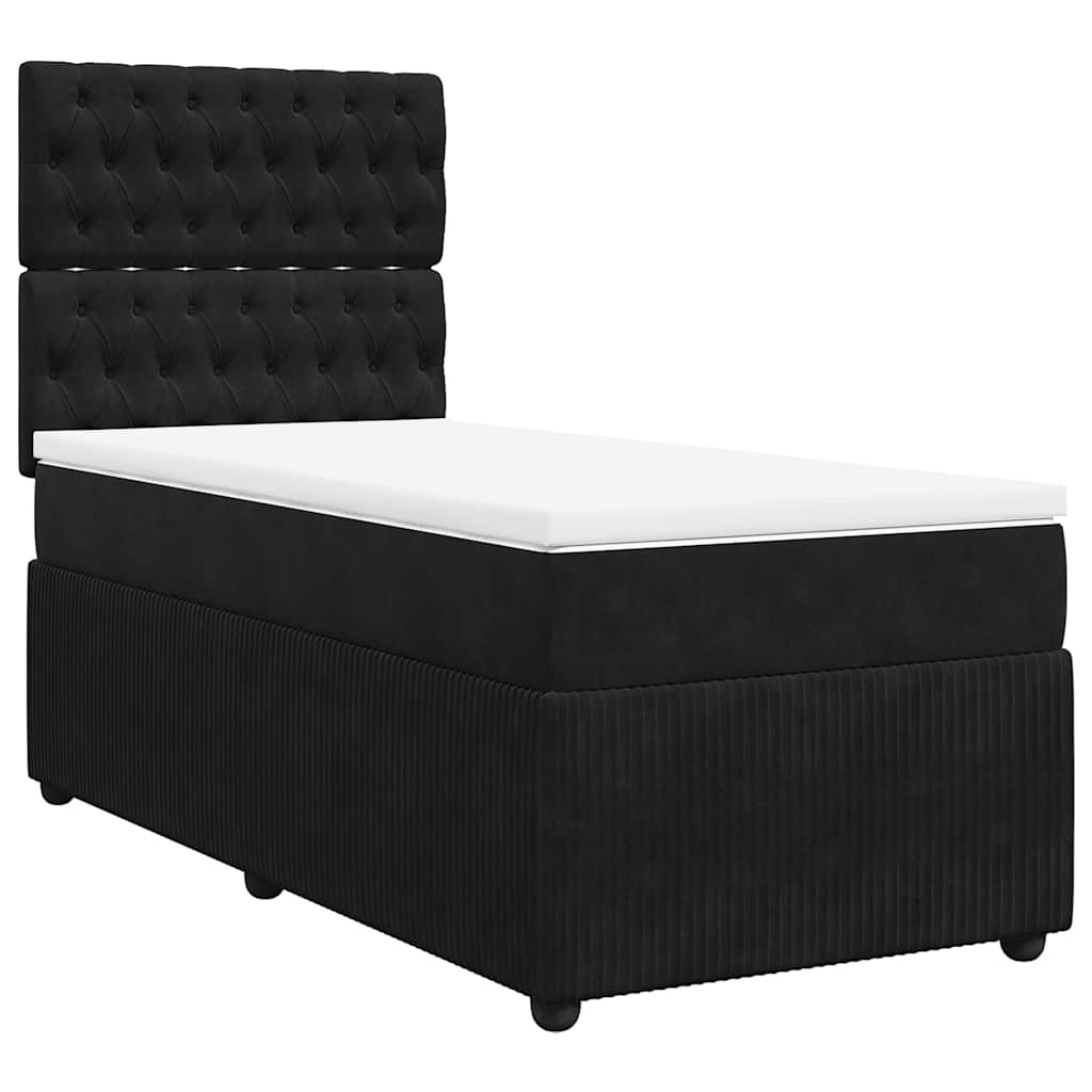 Sommier à lattes de lit avec matelas Noir 100x200 cm Velours - XIOS