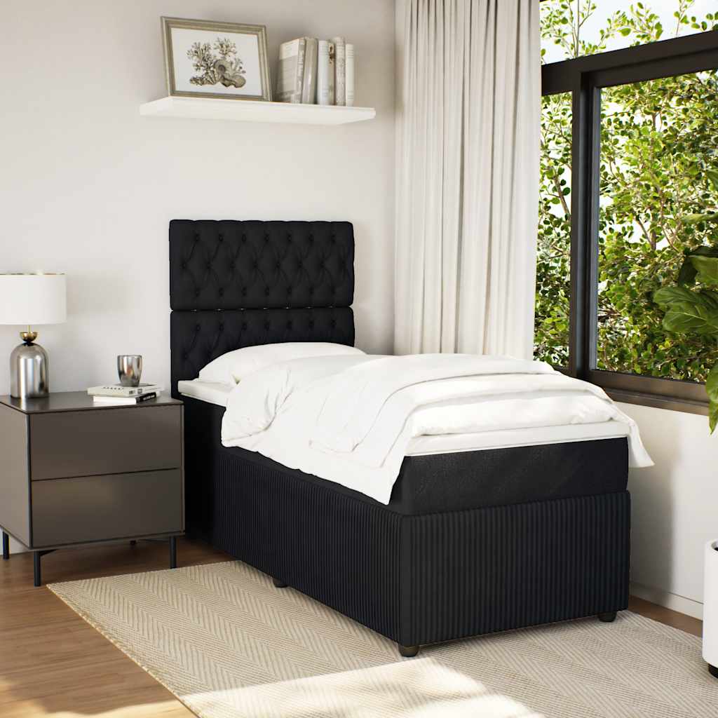 Sommier à lattes de lit avec matelas Noir 100x200 cm Velours - XIOS