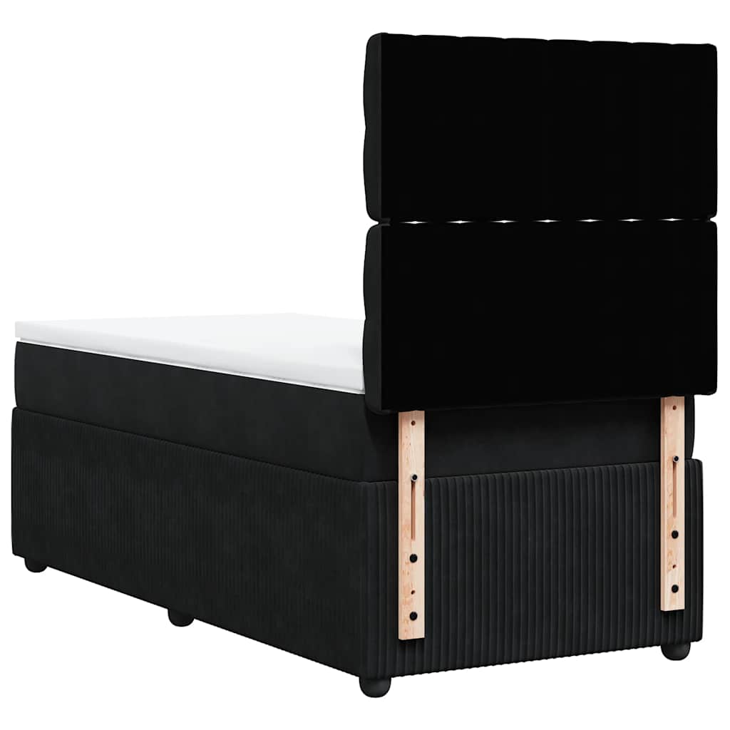 Sommier à lattes de lit avec matelas Noir 100x200 cm Velours - XIOS