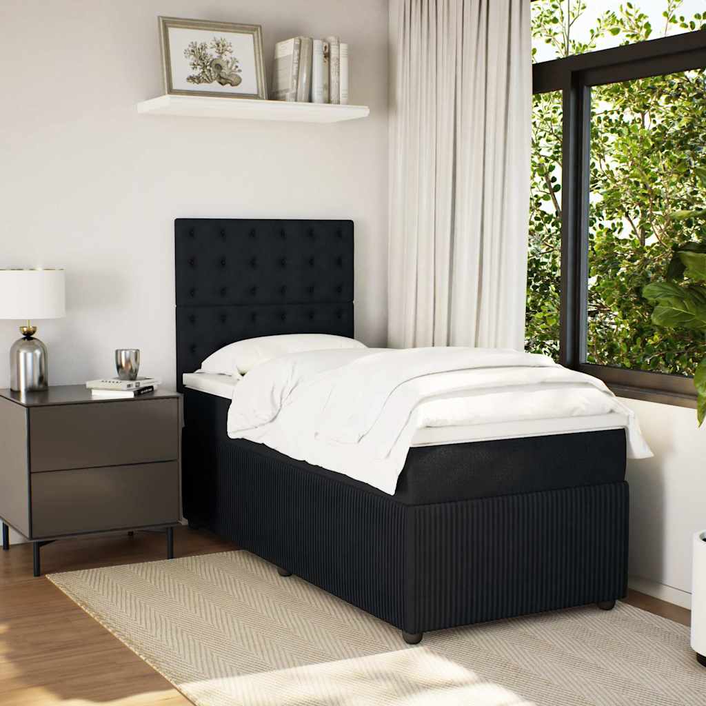 Sommier à lattes de lit avec matelas Noir 100x200 cm Velours - XIOS