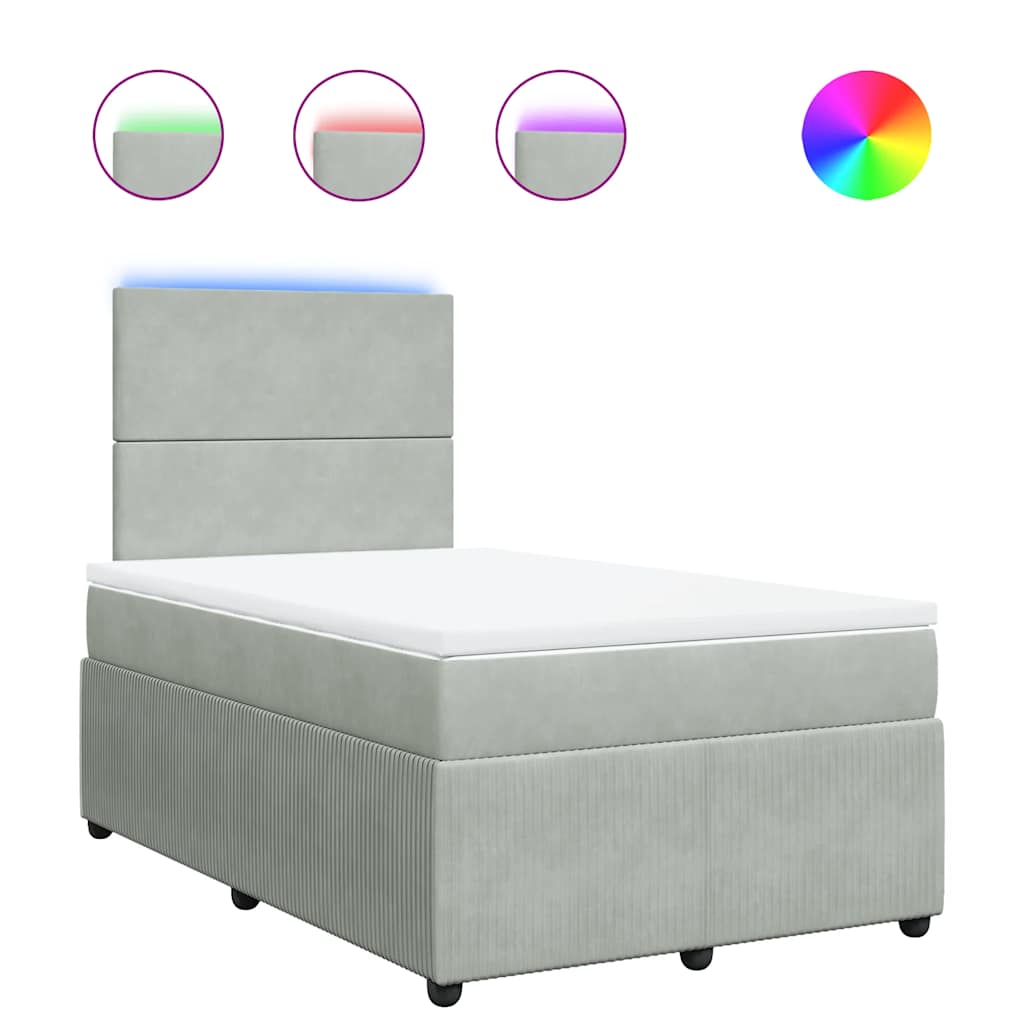 Sommier à lattes de lit et matelas gris clair 120x190cm velours - XIOS