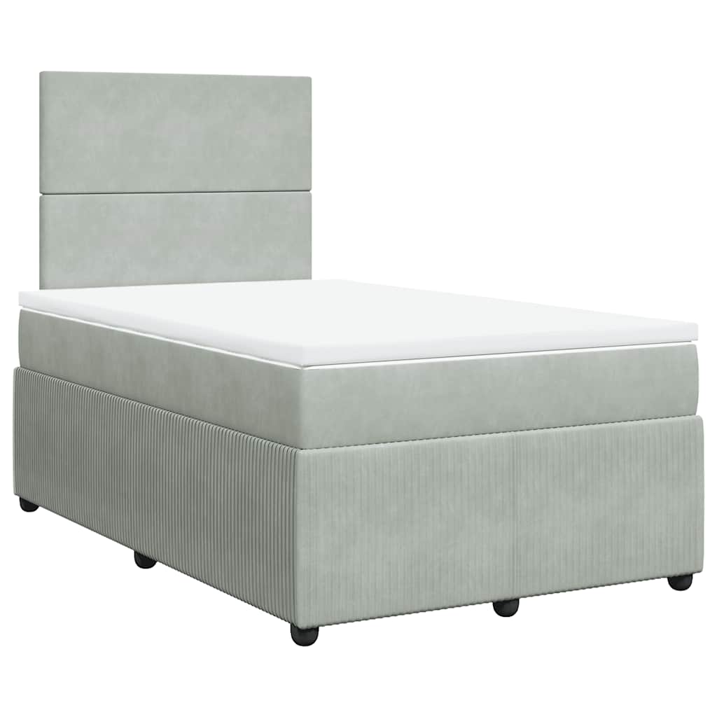 Sommier à lattes de lit et matelas gris clair 120x190cm velours - XIOS