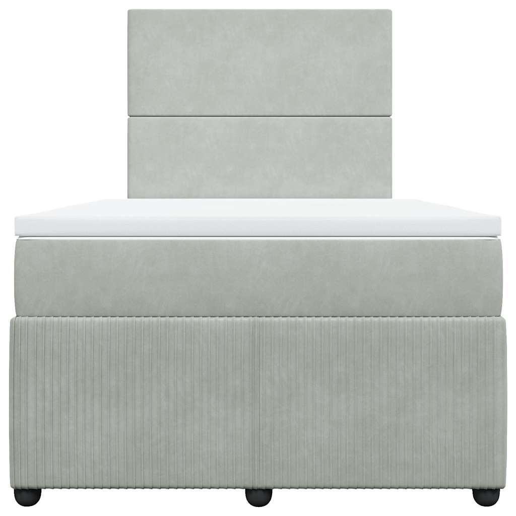 Sommier à lattes de lit et matelas gris clair 120x190cm velours