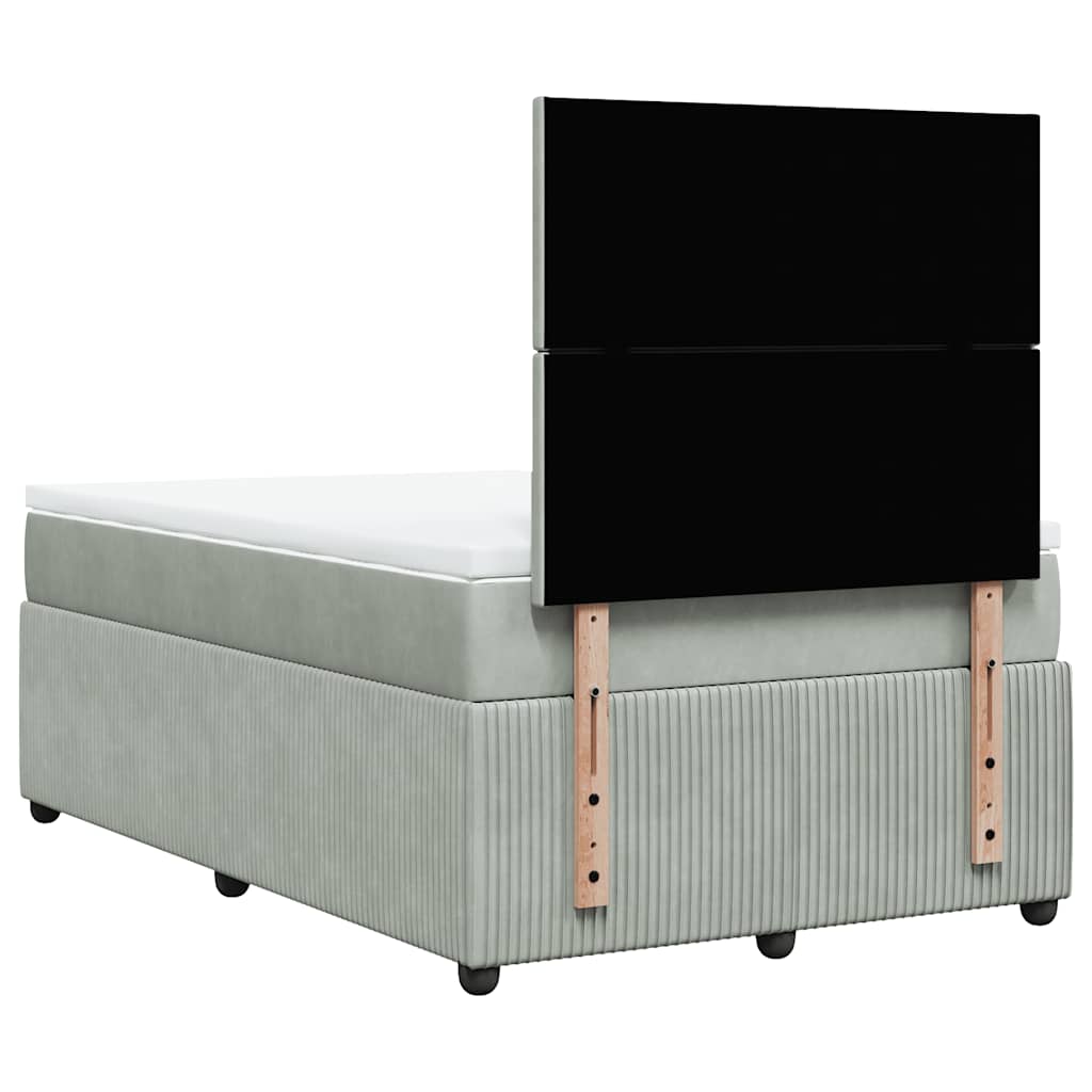 Sommier à lattes de lit et matelas gris clair 120x190cm velours - XIOS