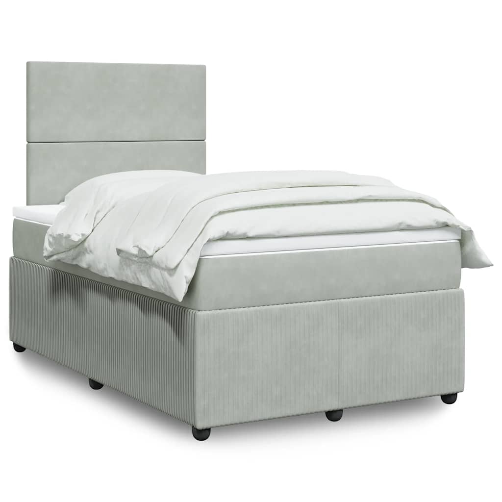 Sommier à lattes de lit et matelas gris clair 120x190cm velours - XIOS