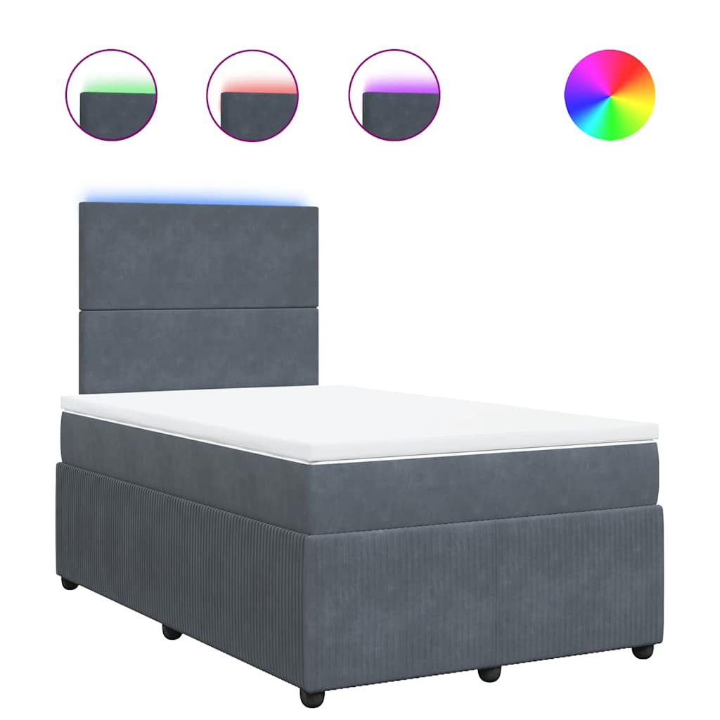 Sommier à lattes de lit et matelas gris foncé 120x190cm velours - XIOS
