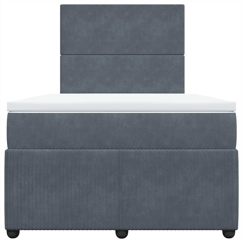 Sommier à lattes de lit et matelas gris foncé 120x190cm velours - XIOS