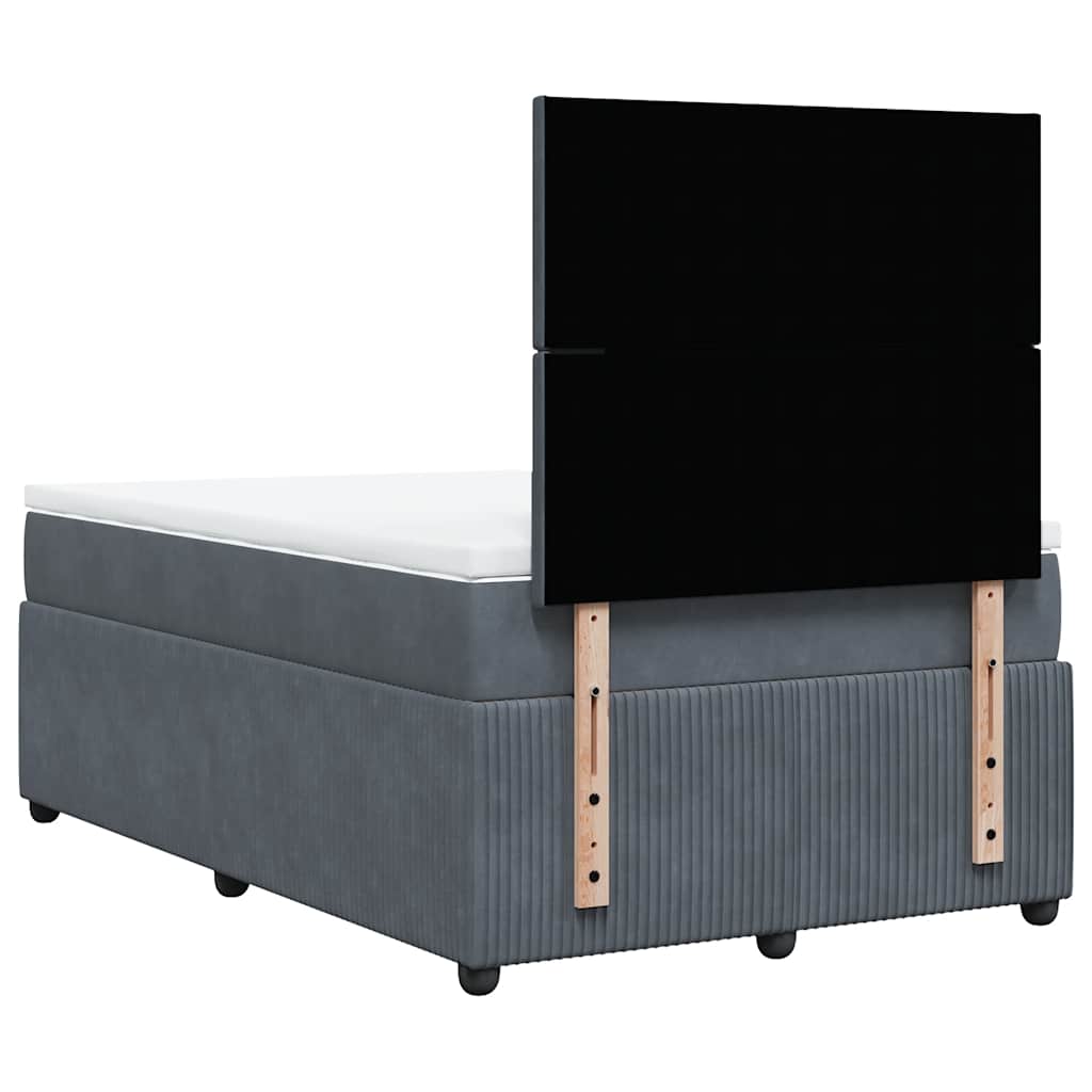 Sommier à lattes de lit et matelas gris foncé 120x190cm velours - XIOS
