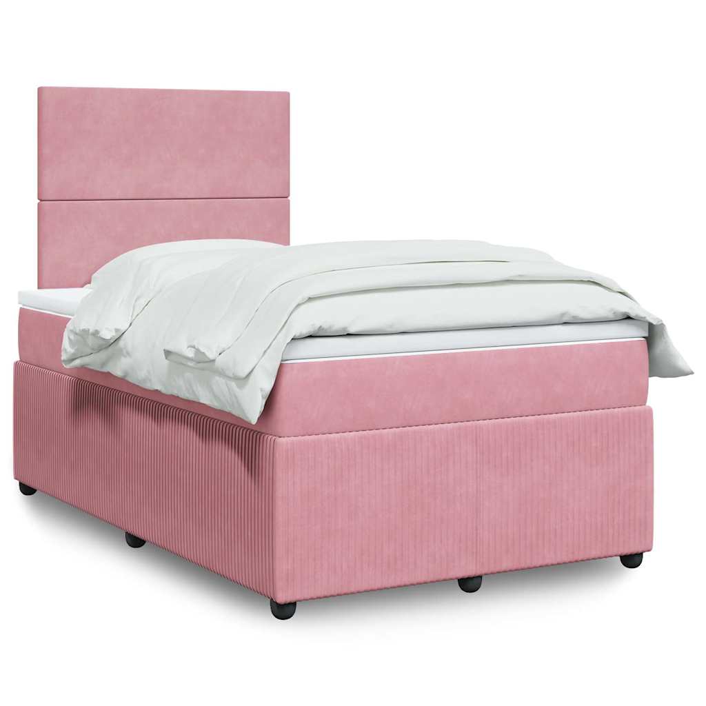 Sommier à lattes de lit avec matelas rose 120x190 cm velours - XIOS