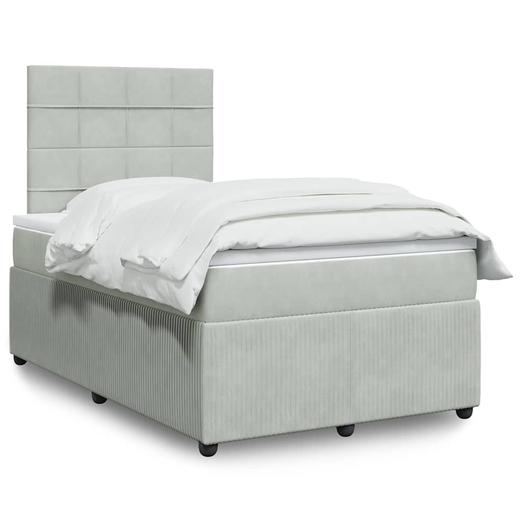Sommier à lattes de lit et matelas gris clair 120x190cm velours - XIOS