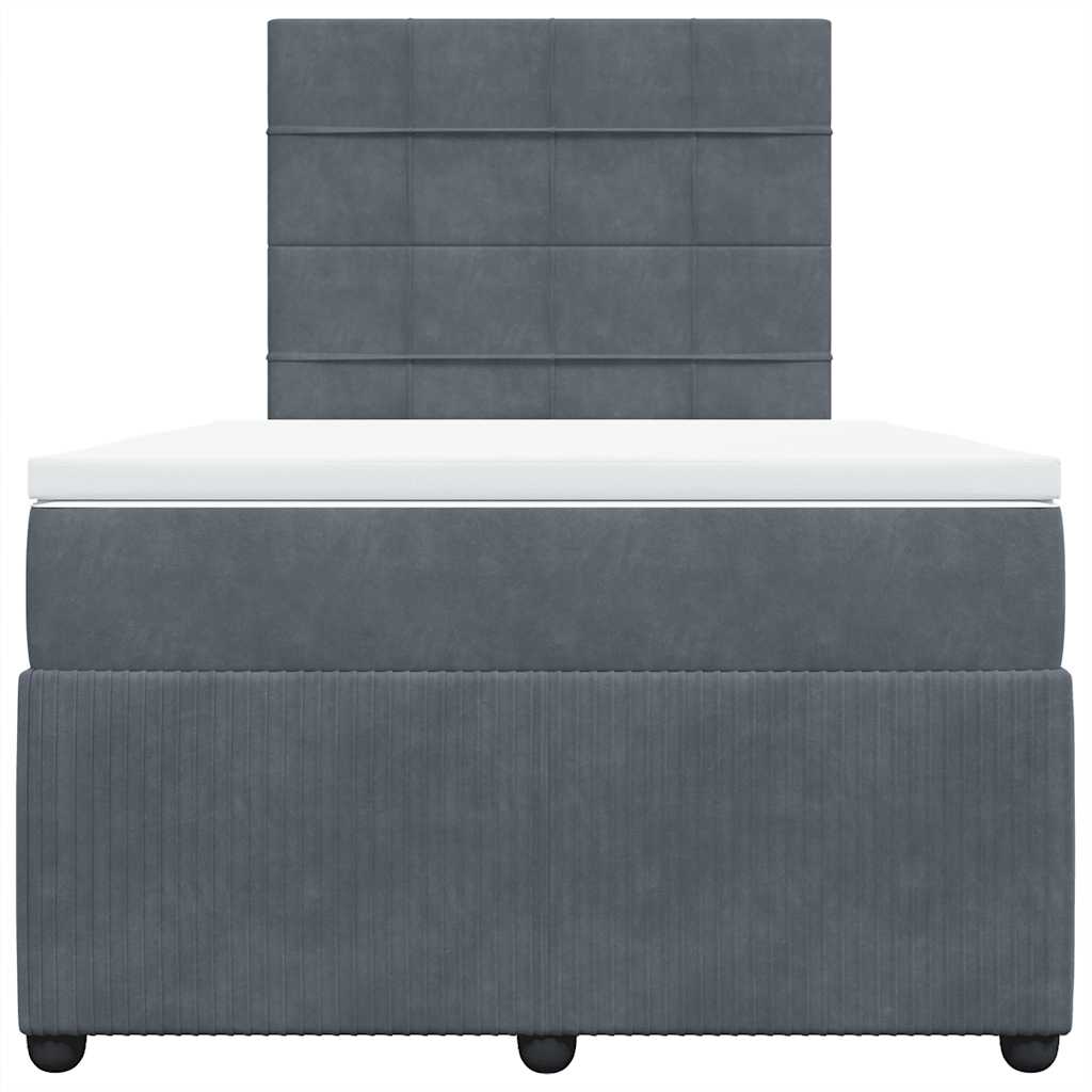 Sommier à lattes de lit et matelas gris foncé 120x190cm velours - XIOS