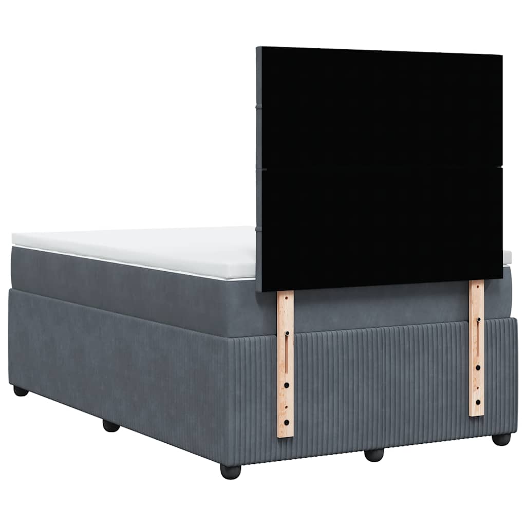 Sommier à lattes de lit et matelas gris foncé 120x190cm velours - XIOS