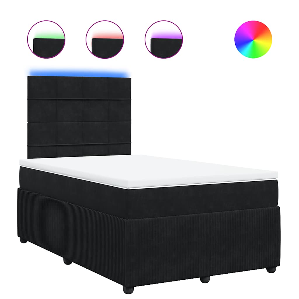 Sommier à lattes de lit avec matelas noir 120x190 cm velours - XIOS