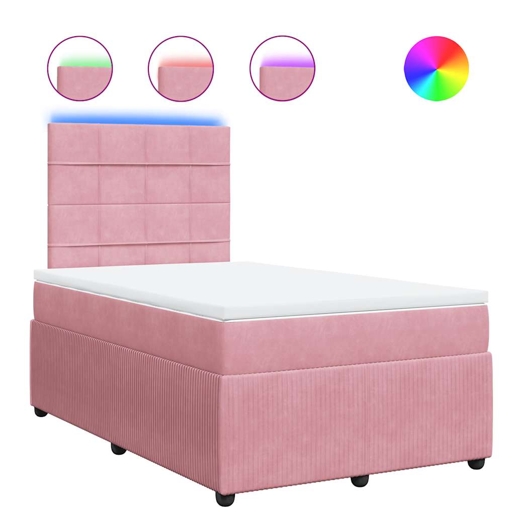 Sommier à lattes de lit avec matelas rose 120x190 cm velours - XIOS