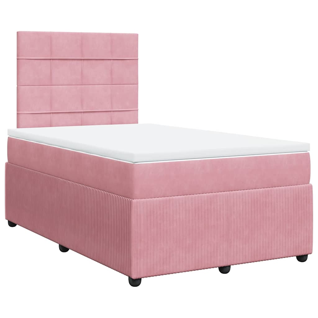 Sommier à lattes de lit avec matelas rose 120x190 cm velours - XIOS