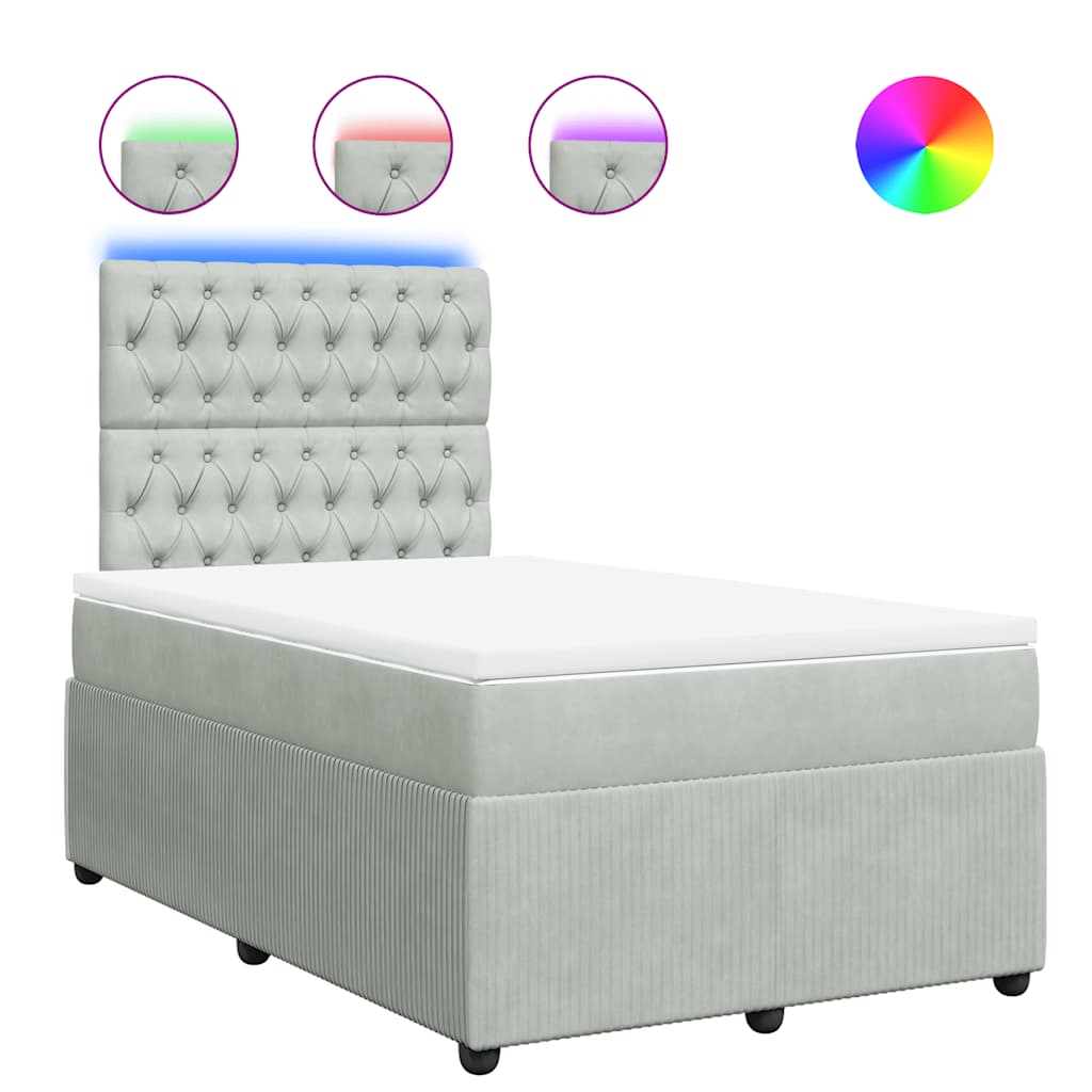 Sommier à lattes de lit et matelas gris clair 120x190cm velours - XIOS