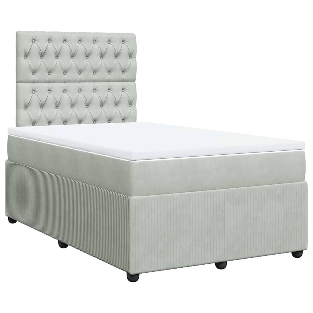 Sommier à lattes de lit et matelas gris clair 120x190cm velours - XIOS